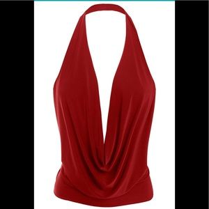 Sexy low cut tunic halter top
